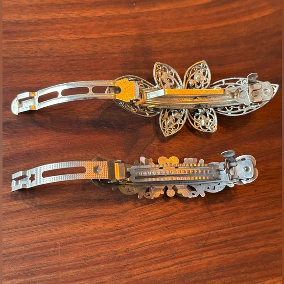 Vintage  Pink and Yellow Hair Clip Barrettes - Picture 6 of 7